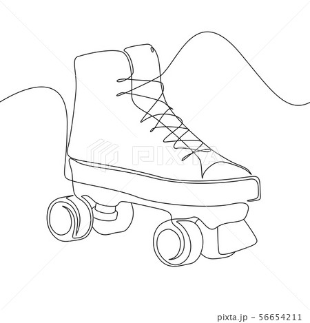 Continuous One Line Drawing Roller Skate のイラスト素材