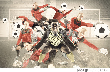 Creative collafe of male football or soccer goalkeepers 56654745