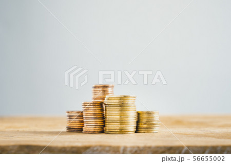 Gold coin Stack On the table save money Taking car 56655002