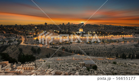 jerusalem city by sunset 56655177