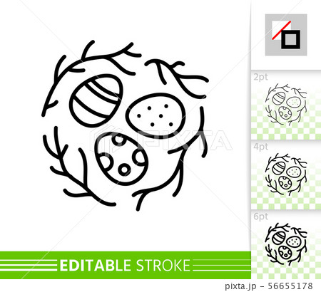Easter egg nest simple thin line vector icon 56655178