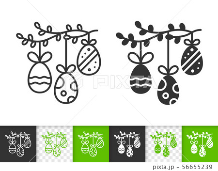 Easter egg on spring branch black line vector icon Easter egg on spring branch black line vector icon 56655239