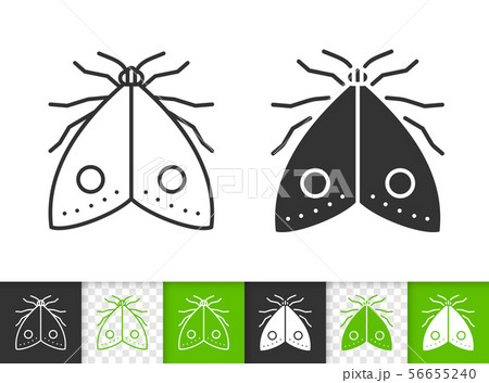 Moth butterfly fly simple black line vector icon 56655240