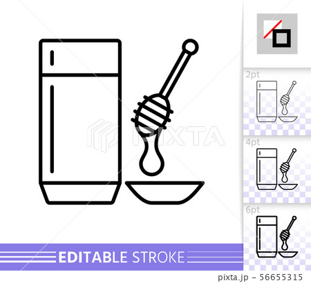 Milk glass and honey simple thin line vector icon Milk glass and honey simple thin line vector icon 56655315