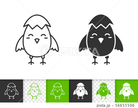 Chick Easter Egg Shell Simple Line Vector Iconのイラスト素材