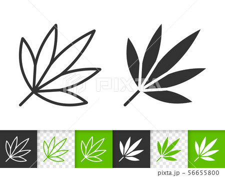 Green leaf of tree simple black line vector icon 56655800