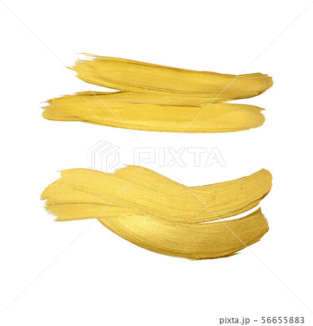 Golden paint brush stroke on white background 56655883