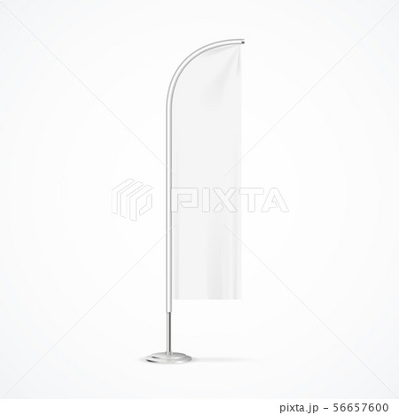 Realistic Detailed 3d White Blank Advertising Feather Flag Template Mockup. Vector 56657600