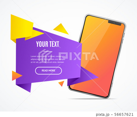 Realistic Detailed 3d Mobile Phone Banner Card Template. Vector Realistic Detailed 3d Mobile Phone Banner Card Template. Vector 56657621