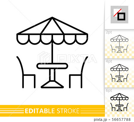 Street Cafe umbrella table chair line vector icon Street Cafe umbrella table chair line vector icon 56657788