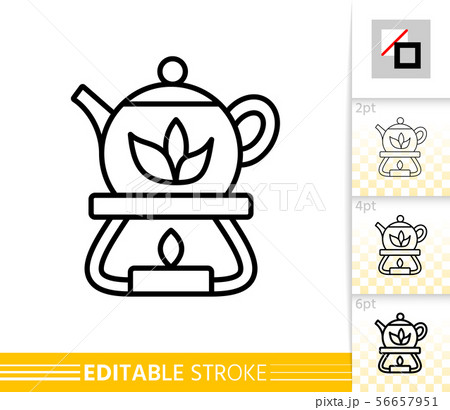 Teapot heated tea candle simple line vector icon 56657951