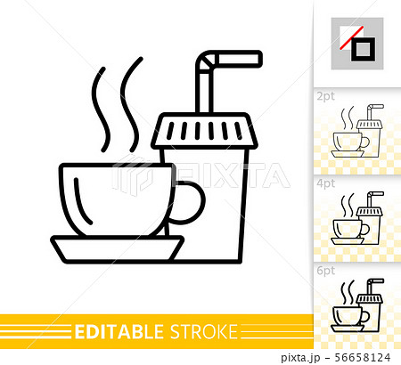 Tea coffee paper cup simple thin line vector icon Tea coffee paper cup simple thin line vector icon 56658124
