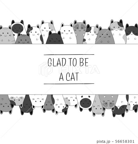 Frame with cute kitten family cartoon 56658301