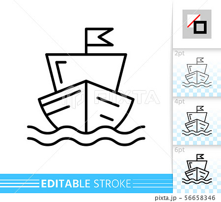 Sailing Ship Boat Yacht Simple Line Vector Iconのイラスト素材