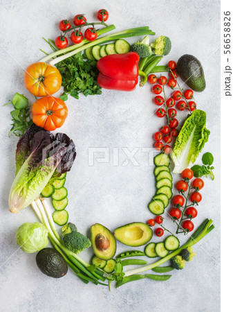 Fresh raw ingredients for salad Fresh raw ingredients for salad 56658826