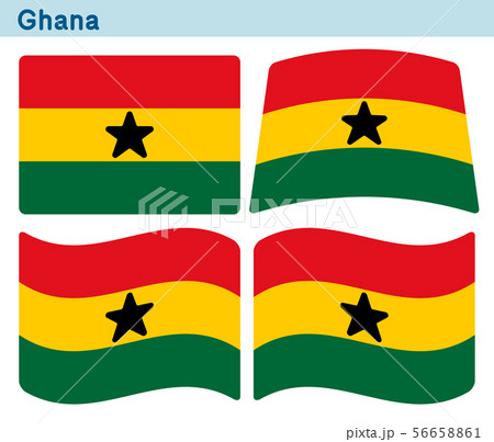 「ガーナの国旗」4個の形のアイコンデザイン