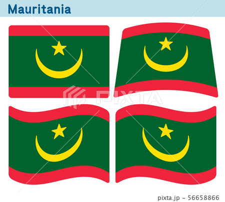 「モーリタニアの国旗」4個の形のアイコンデザイン