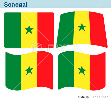 「セネガルの国旗」4個の形のアイコンデザイン