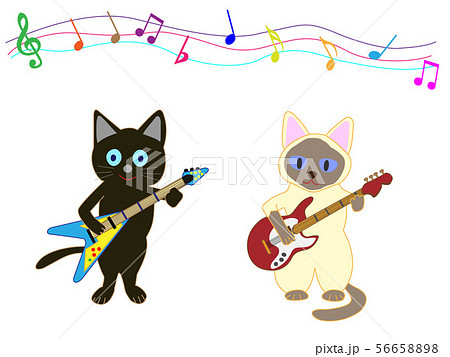 猫のコンサート 猫が歌ったり 楽器を演奏したりしているのイラスト素材 5665