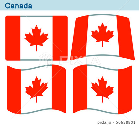 カナダの国旗 4個の形のアイコンデザインのイラスト素材