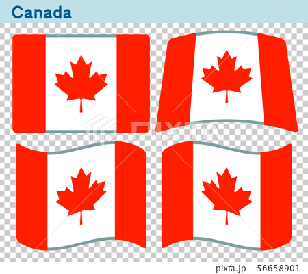 カナダの国旗 4個の形のアイコンデザインのイラスト素材