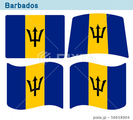 バルバドスの国旗 4個の形のアイコンデザインのイラスト素材