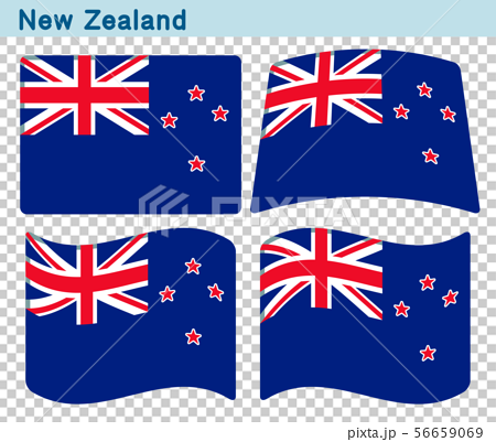 ニュージーランドの国旗 4個の形のアイコンデザインのイラスト素材