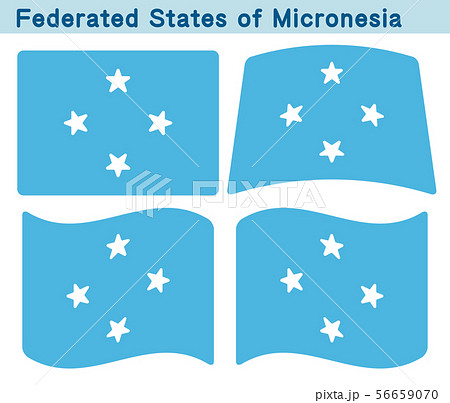 「ミクロネシア連邦の国旗」4個の形のアイコンデザイン