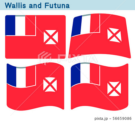ウォリス フツナ諸島の旗 4個の形のアイコンデザインのイラスト素材