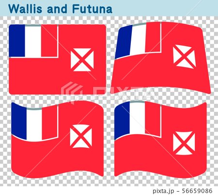 ウォリス フツナ諸島の旗 4個の形のアイコンデザインのイラスト素材