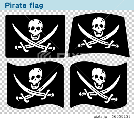 海賊旗 4個の形のアイコンデザインのイラスト素材