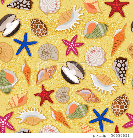 Beach sand background with sea shells 56659631