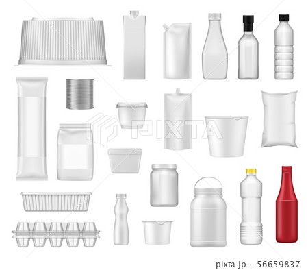 Food packs, realistic product package containers Food packs, realistic product package containers 56659837