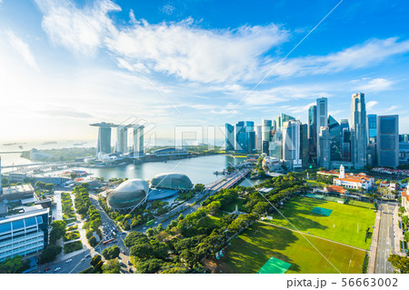 Beautiful architecture building exterior cityscape in Singapore city skyline Beautiful architecture building exterior cityscape in Singapore city skyline 56663002