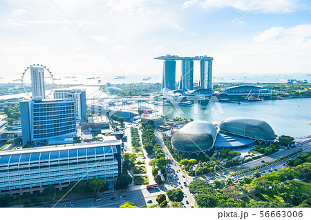 Beautiful architecture building exterior cityscape in Singapore city skyline Beautiful architecture building exterior cityscape in Singapore city skyline 56663006