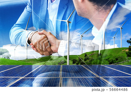 Wind turbine double exposure graphic interface. 56664486