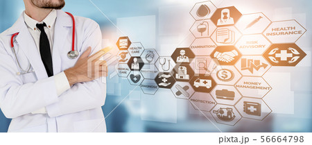 Doctor with Medical Healthcare Graphic in Hospital 56664798
