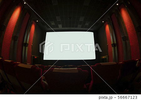 empty theater auditorium or movie cinema with red 56667123