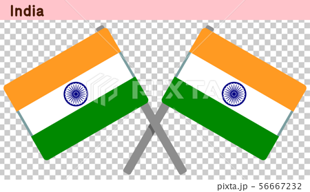 交差したインドの国旗のイラスト素材