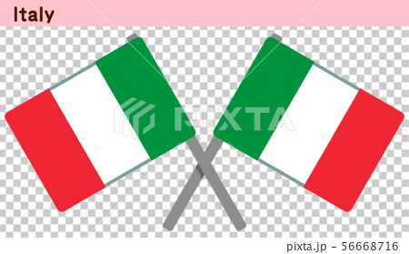 交差したイタリアの国旗のイラスト素材
