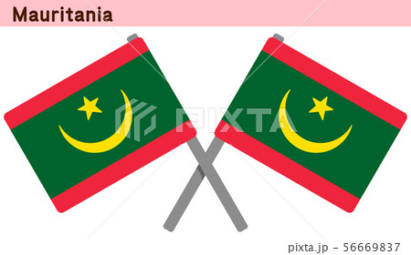 交差したモーリタニアの国旗