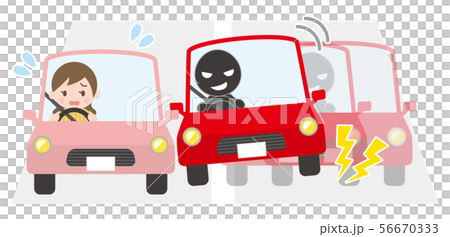 乗用車に幅寄せされて困っている乗用車の女性 56670333