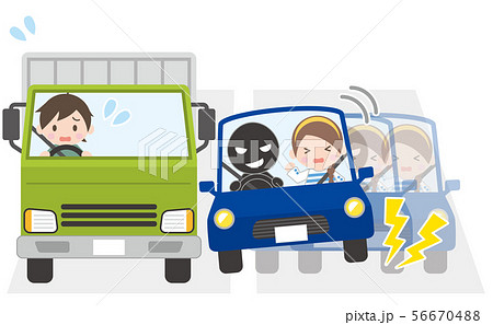 同乗者の制止を無視してトラックに幅寄せする乗用車 56670488