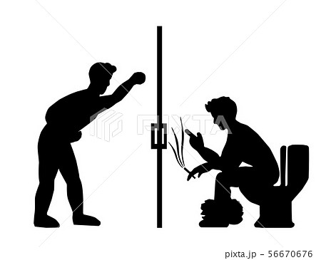 Men who enter the toilet using the phone and smoke 56670676