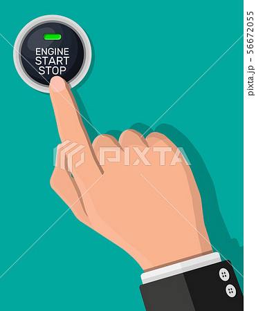 Engine start and stop button and hand 56672055