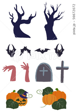 ハロウィン　墓地　素材セット 56672072