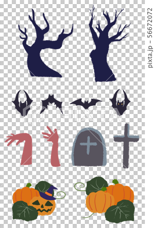 ハロウィン　墓地　素材セット 56672072
