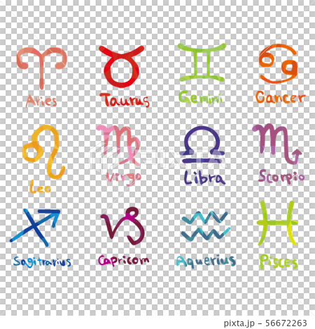 手描きの12星座アイコンセット2 手描きの12星座アイコンセット2 56672263