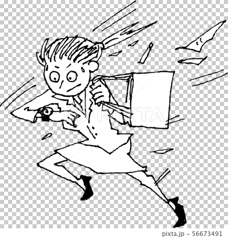 遅刻しそうのイラスト素材