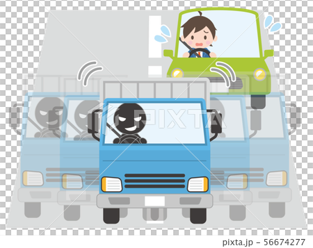 蛇行運転で後続車（男性）の運転を妨害するトラック 56674277